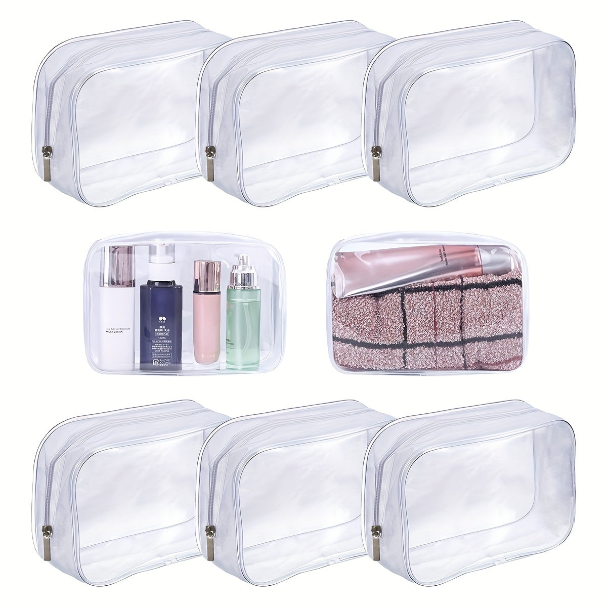6 Pack Clear Toiletry Carry Pouch Portable Waterproof Cosmetic Bag