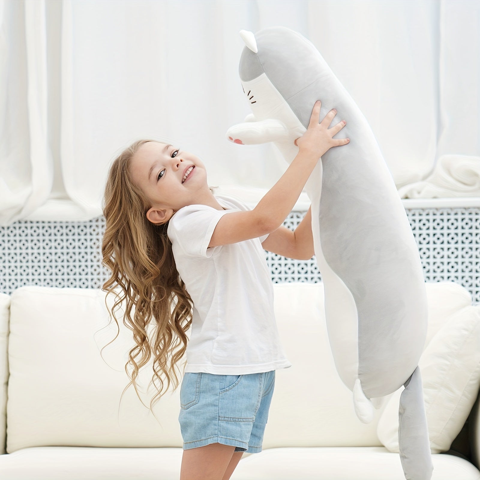 44 Cm Cat Stuffed Animal Soft Long Pillow Cartoon Kitten Plush Toy Gift