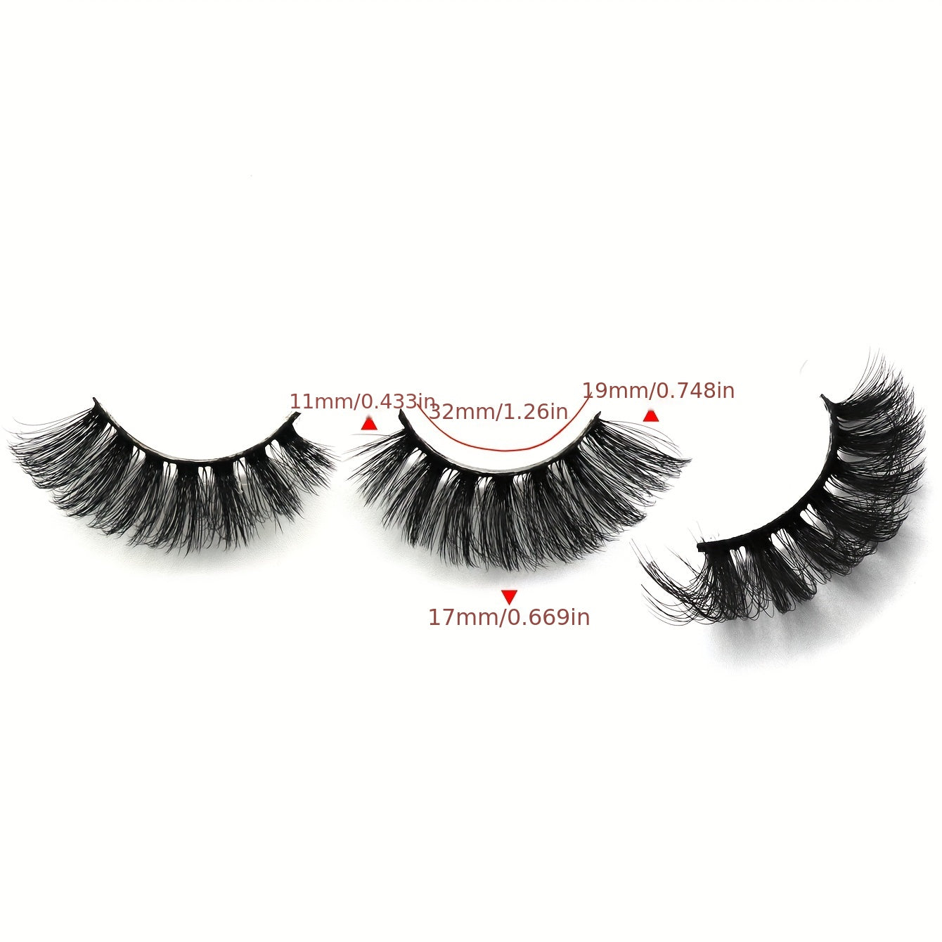 7 Pairs 18mm False Eyelashes Thick Curling - Cat Eye Look
