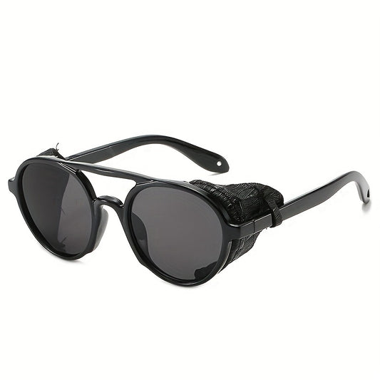 Steampunk Leather Sunglasses Wide Edge Vintage Style