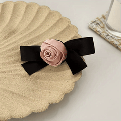 Satin Flower Bow Hair Clip French Barrette Silky Flower Hair Clip