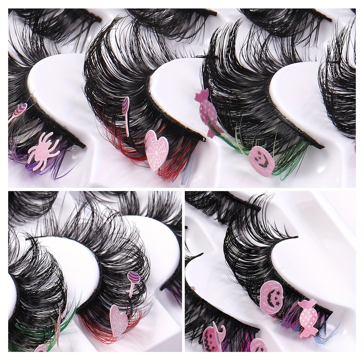 7 Pairs Colorful Dramatic False Eyelashes for Party Halloween Makeup