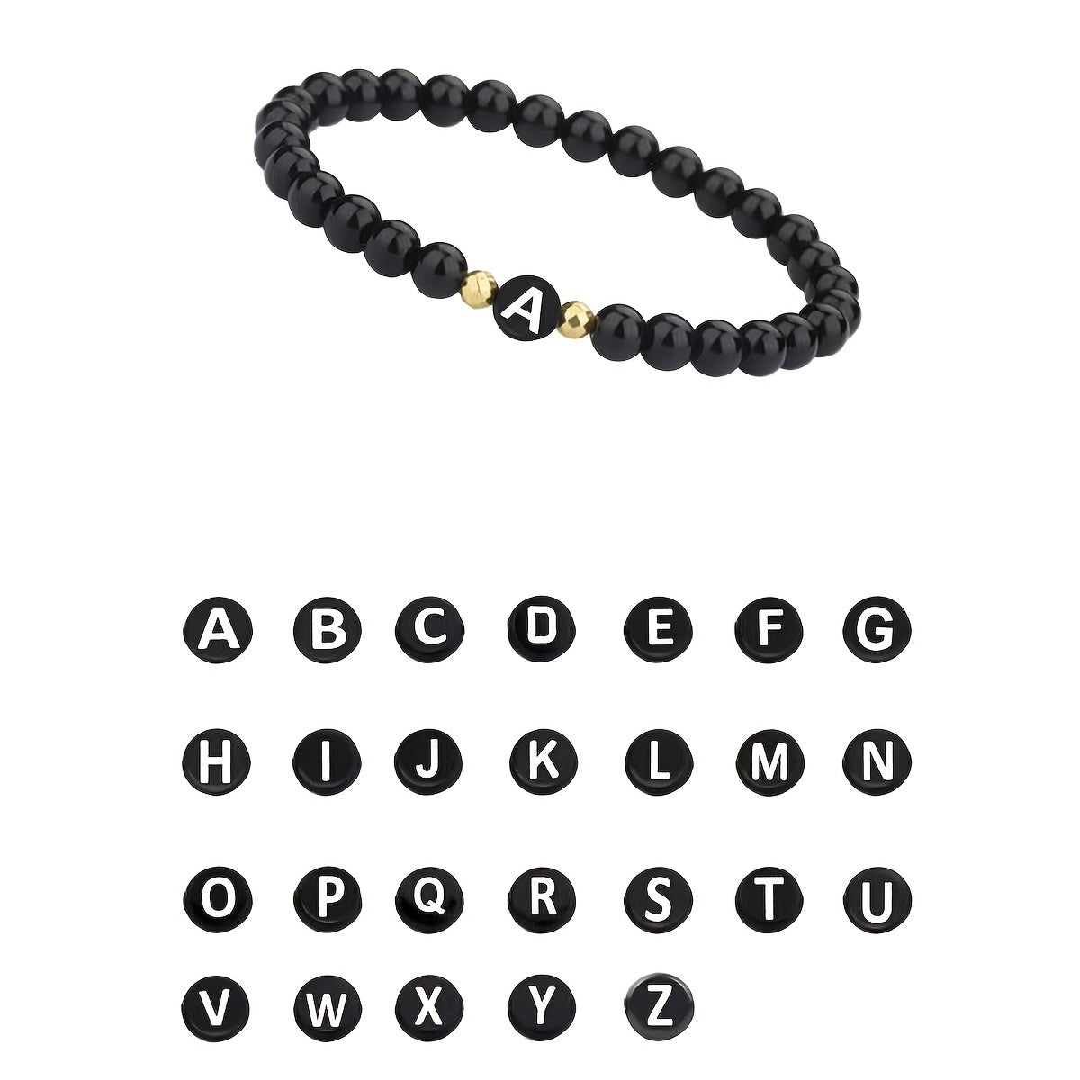 Alphabet Beaded Bracelet Stretch Beads Hand Jewelry Personalized Gift