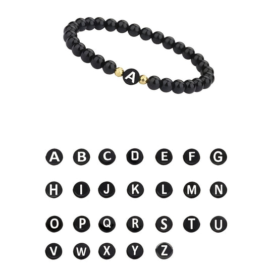 Alphabet Beaded Bracelet Stretch Beads Hand Jewelry Personalized Gift