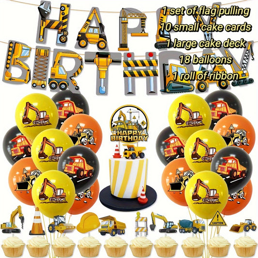 Engineering Vehicle Birthday Party Decorations Set
