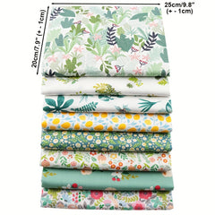 8pcs Colored Plant Flowers Patchwork Fabric DIY Sewing Quilting