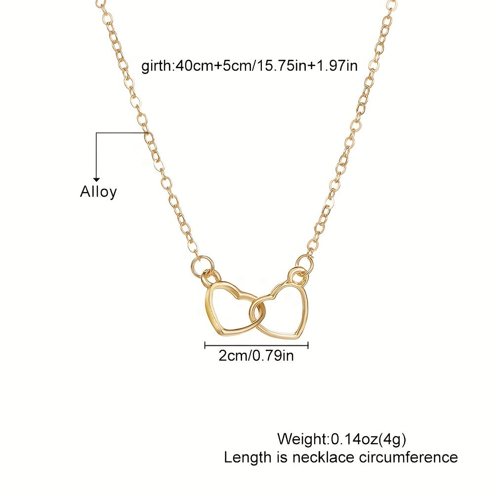 Double Heart Pendant Necklace - Elegant Jewelry for Women