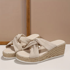 Women's Platform Slip On Sandals Summer Wedge Shoes