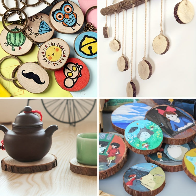 10pcs 5-08-6-35cm Wooden Slices Round Rustic Wedding Christmas DIY Crafts
