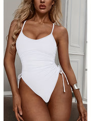  Solid Tummy Control One Piece Swimsuit