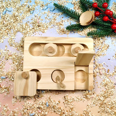 Wooden Foraging Puzzle Toys for Small Pets - Encourages Natural Instincts