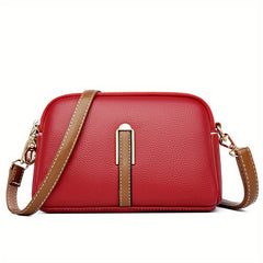 Vintage Litchi Crossbody Bag PU Leather Shoulder Handbag