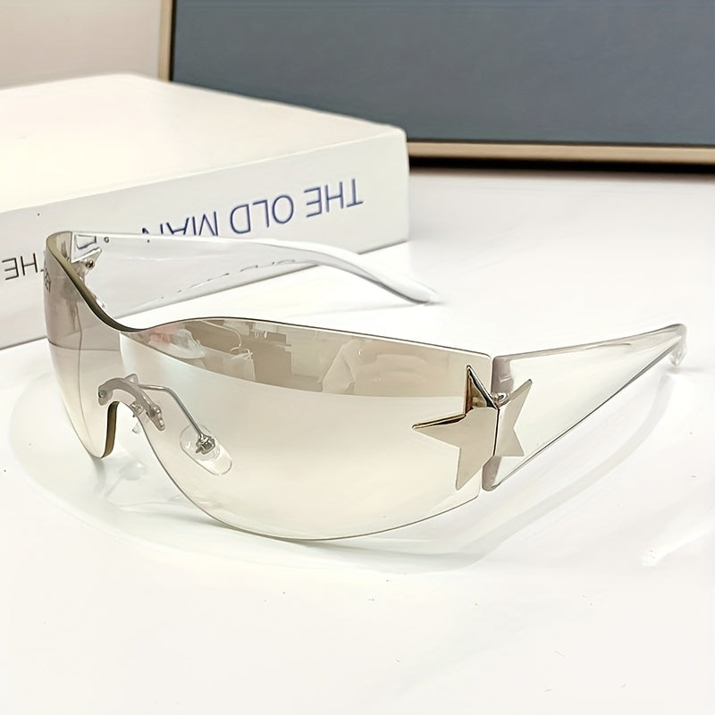 Frameless Sporty Sunglasses Y2K Shades Glasses for Men and Women