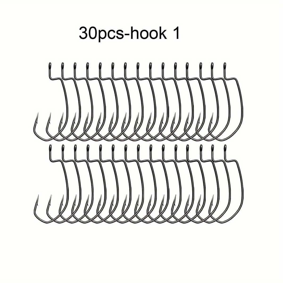 Dovesun EWG 30pcs Fishing Hook Offset Worm Hooks Texas Rig Hooks Bass Hooks