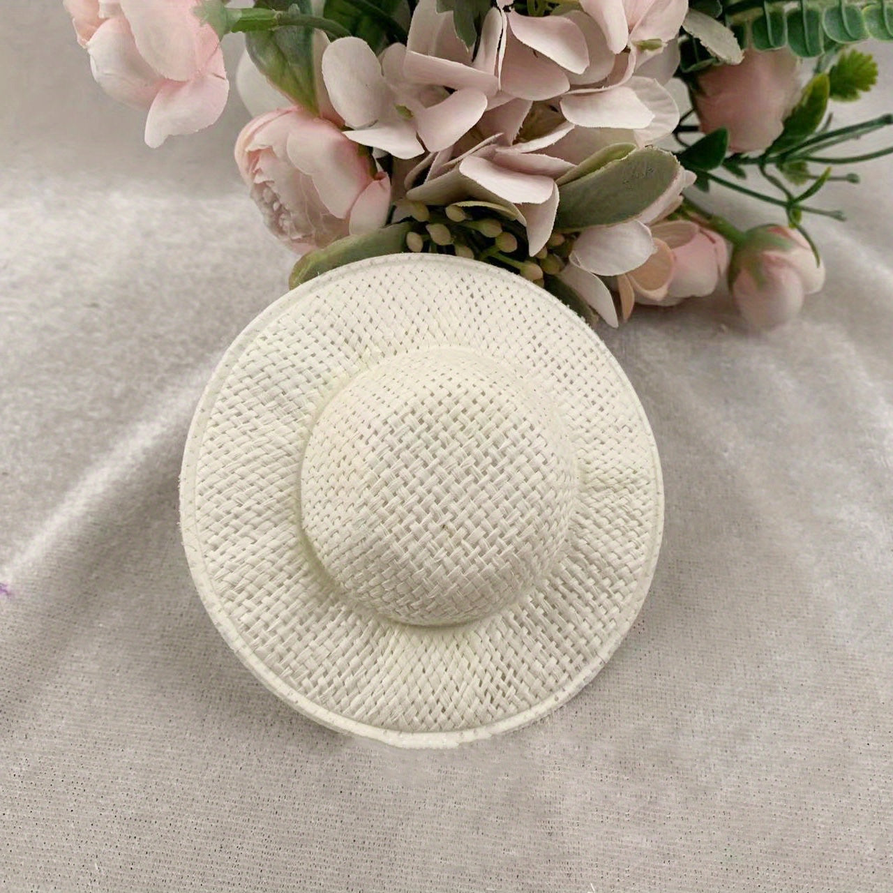 10pcs Mini Straw Hat Rattan Woven Hat Paper Fabric Dollhouse DIY Craft