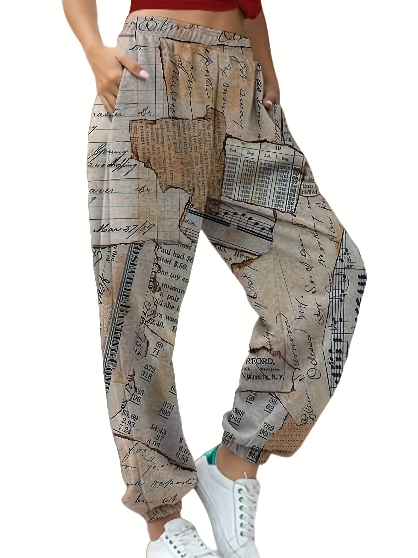 Y2K Sporty Plus Size Graffiti Print Stretch Baggy Pants