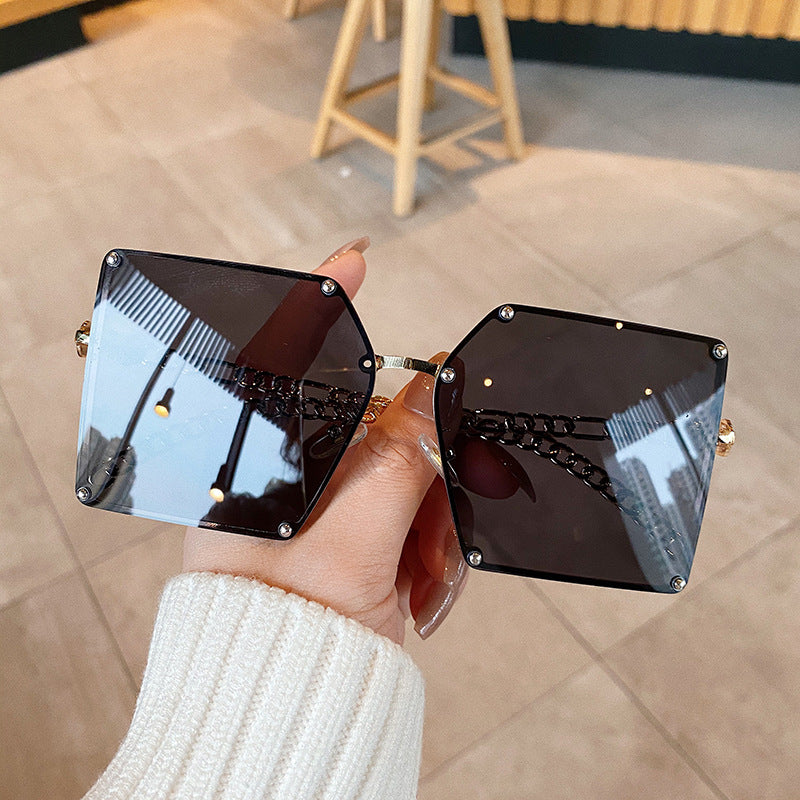 Vintage Oversized Rectangle Sunglasses Women Sun Protection Tinted Lenses