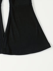 Girls Casual Bell Bottom Pants Stretch High Waist Flared Pants