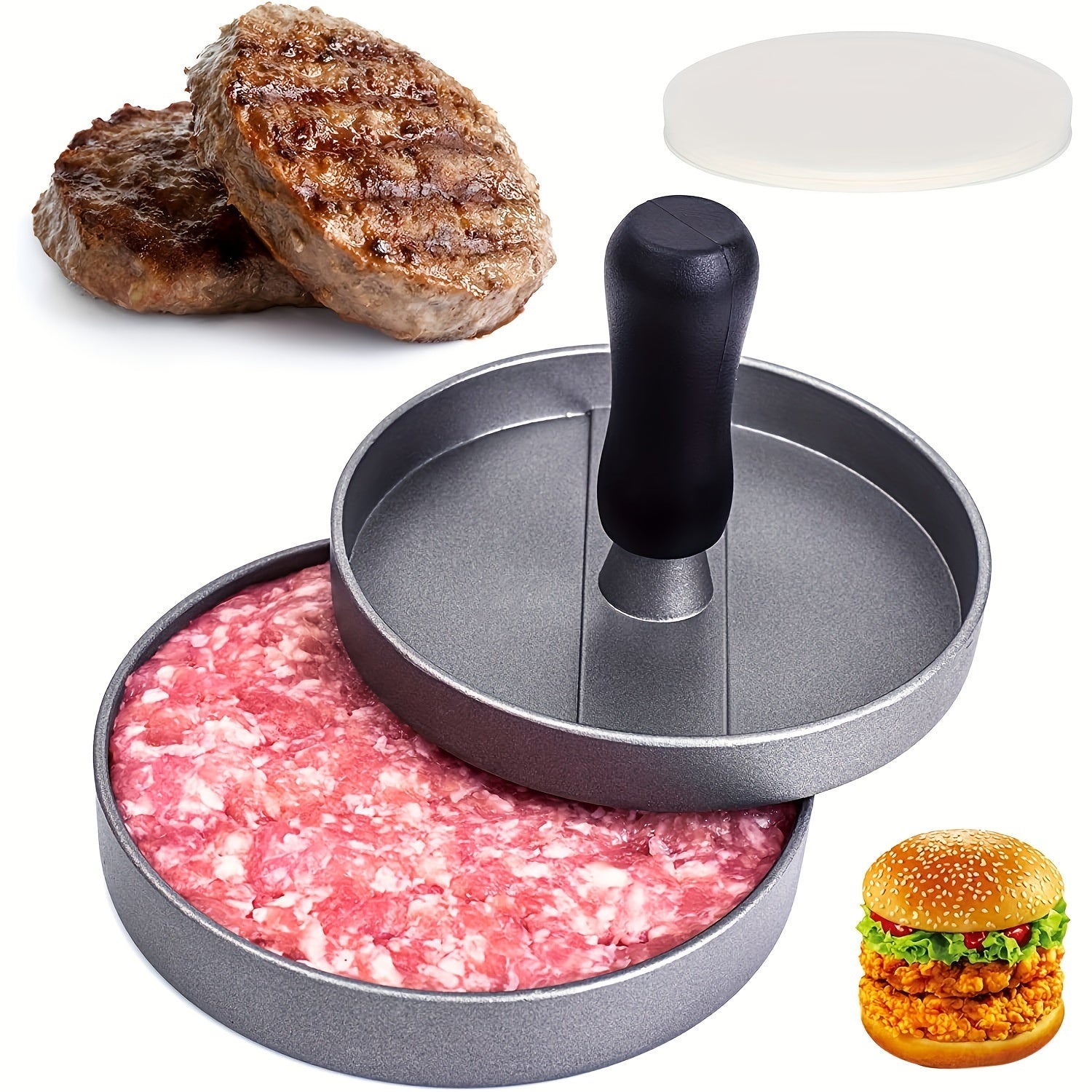 Burger Press Maker Hamburger Meat Maker Patty Mold Handle Non stick Press