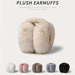 Women's Beige Winter Ear Muffs - Adjustable and Foldable, Soft and Warm