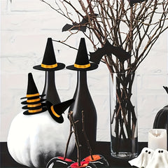5pcs Halloween Mini Felt Witch Hats Family Yard Party Bar Wine Bottle Decoration