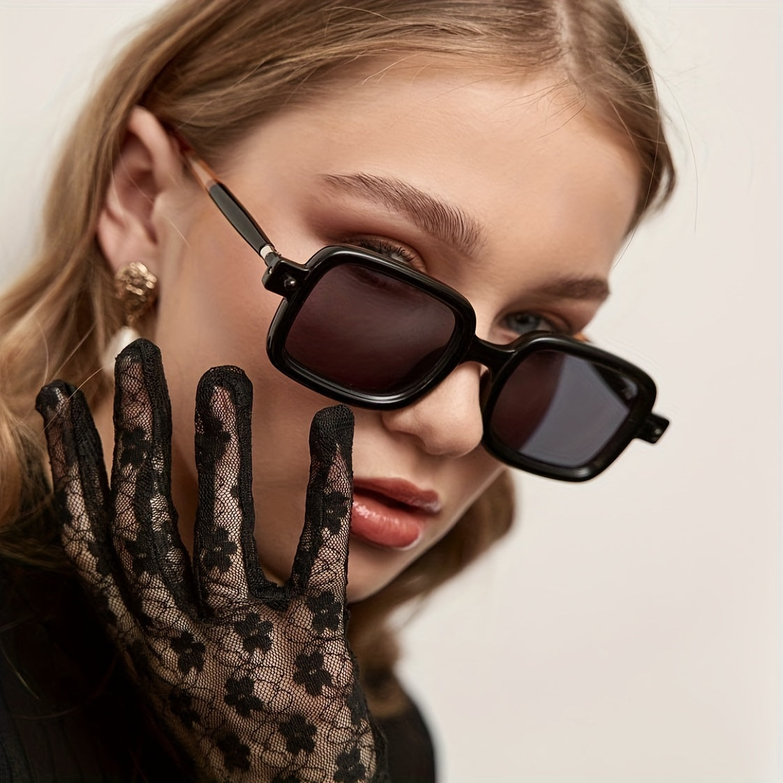 Vintage Square Sunglasses Oversized Retro Rectangle Glasses