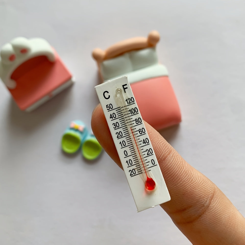 Dollhouse Thermometer 1:12 Scale Realistic Temperature Gauge with Star Boots