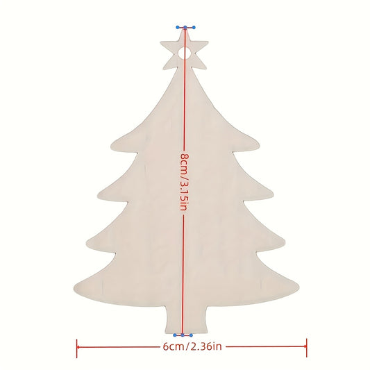 10pcs Wooden Christmas Tree Pendant DIY Wood Crafts Snowman Decorations