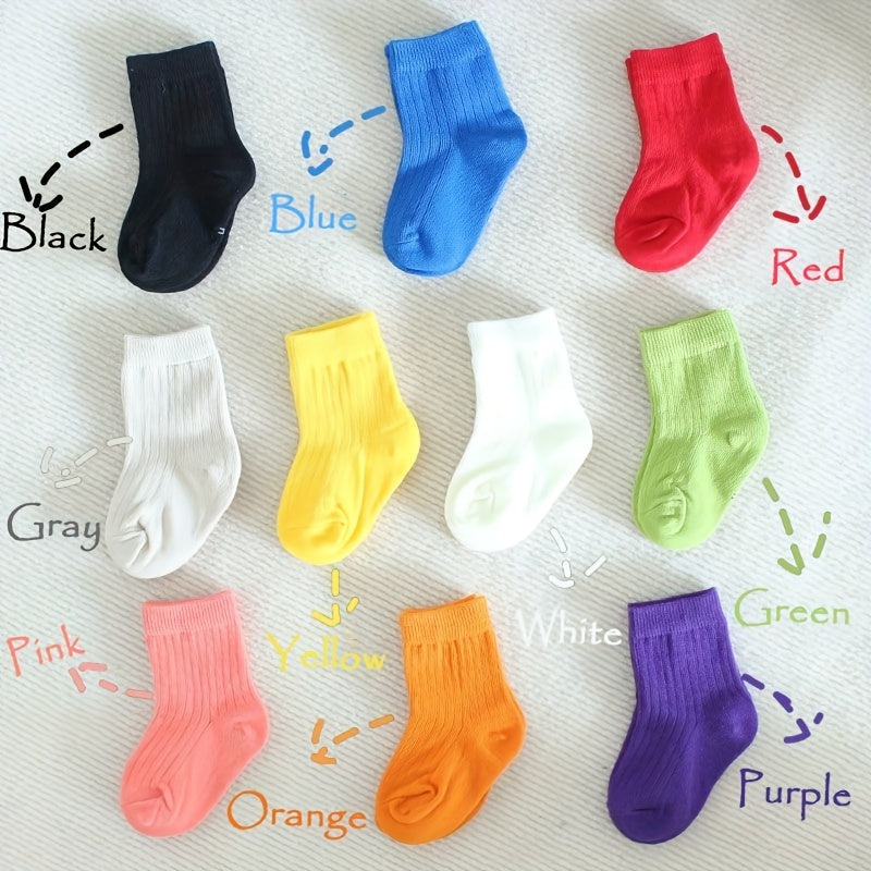 10 Pairs Girls Rainbow Candy Crew Socks for Kids