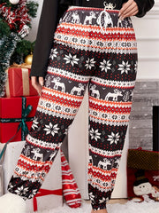 Women's Plus Size Reindeer & Snowflake Print Lounge Joggers