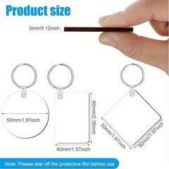 9pcs Sublimation Blank Keychain Keyring Heat Transfer Double Sided Key Chain