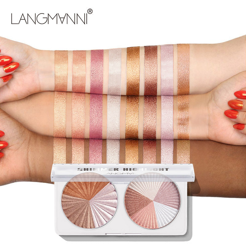 LANGMANNI Double Disc Crystal Highlighter Bronzers Palette