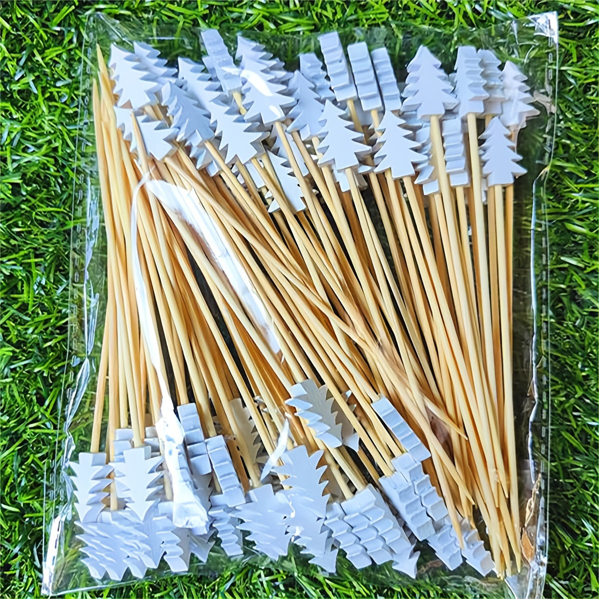 50pcs Christmas Tree Bamboo Sticks For Fruit Party Supplies