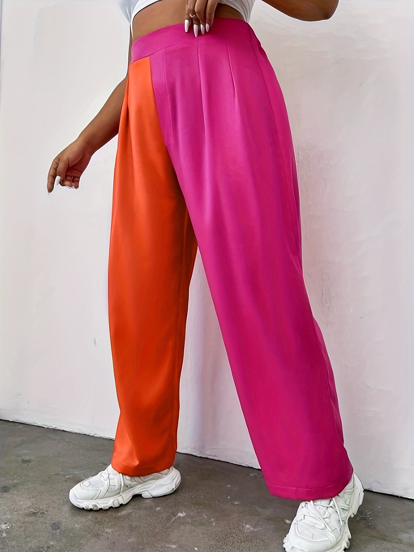  Colorblock Wide Leg Trousers