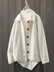 Solid Shacket Jacket with Pockets Women's Clothing