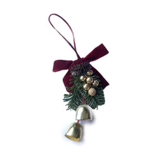 Christmas Pendant Small Bell Velvet Bow Tree Pine Cone Scene Decoration