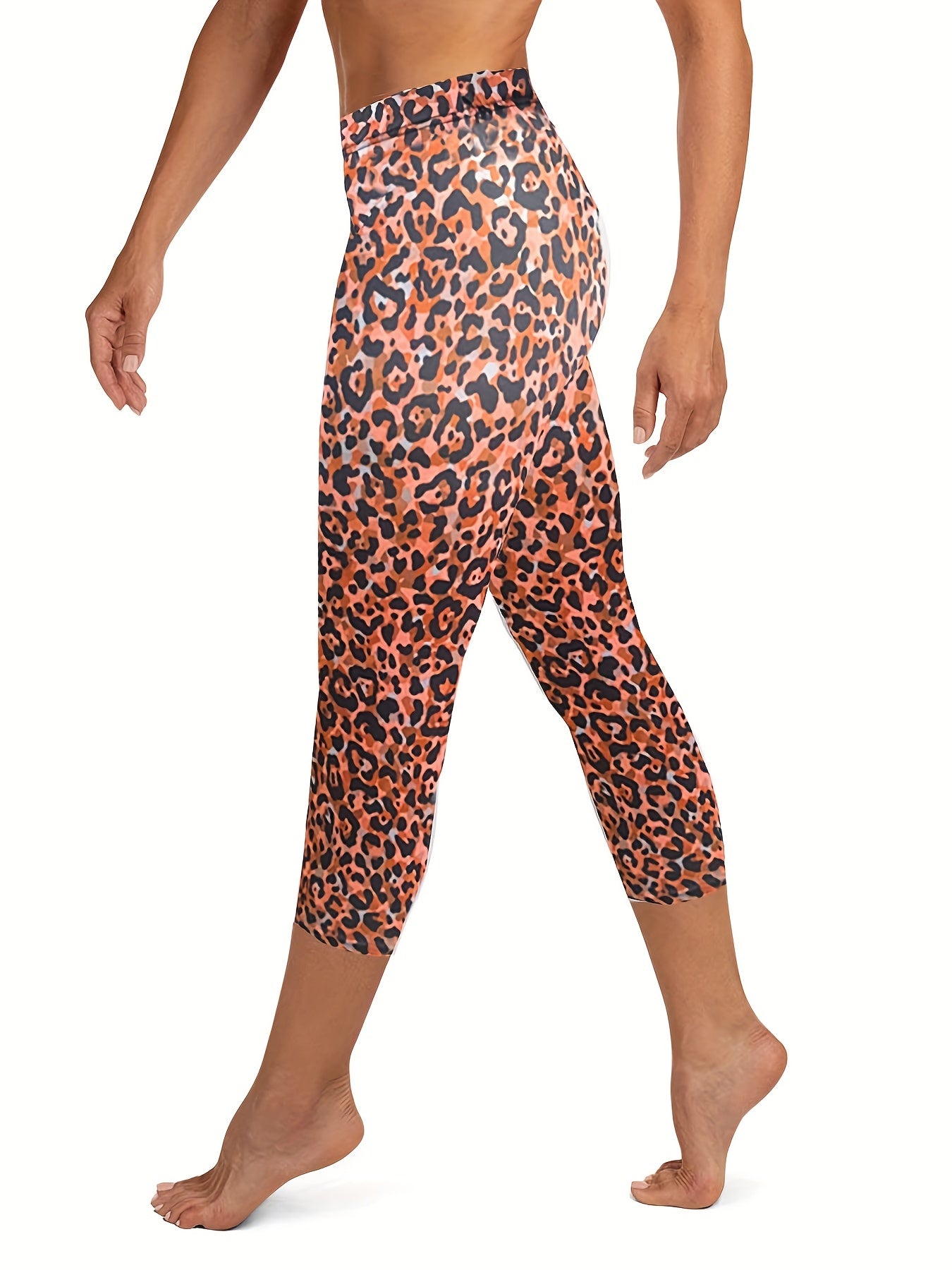 Leopard Print Skinny Capris Leggings for Women