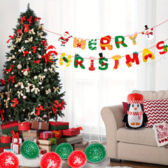 Christmas Letter Flags Mini Penguins Santa Claus Latex Balloons