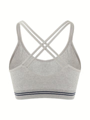  Sports Bra High Stretch Split Strap Cross Back Sports Bra