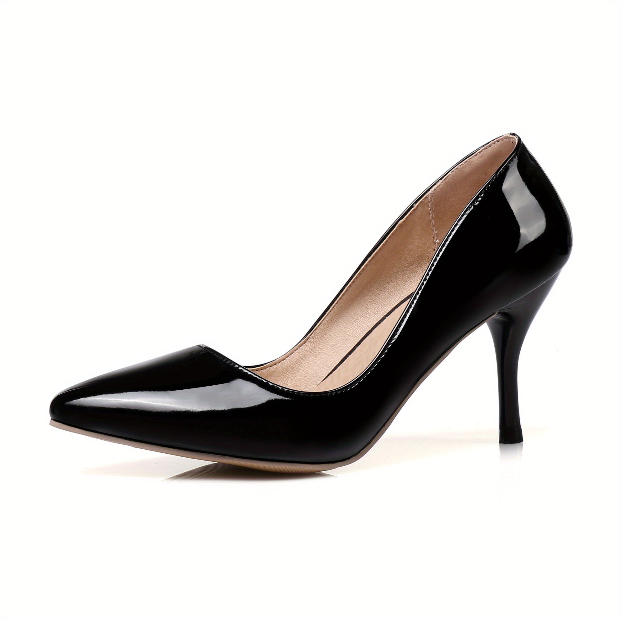 Women's Pointed Toe Court Pumps Slip On Stiletto Heels