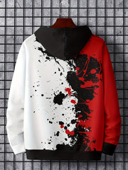 Men's Ink Print Block Hoodie Loose Pullover for Autumn Winter