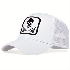 Unisex Sunshade Skull Head Embroidery Baseball Cap
