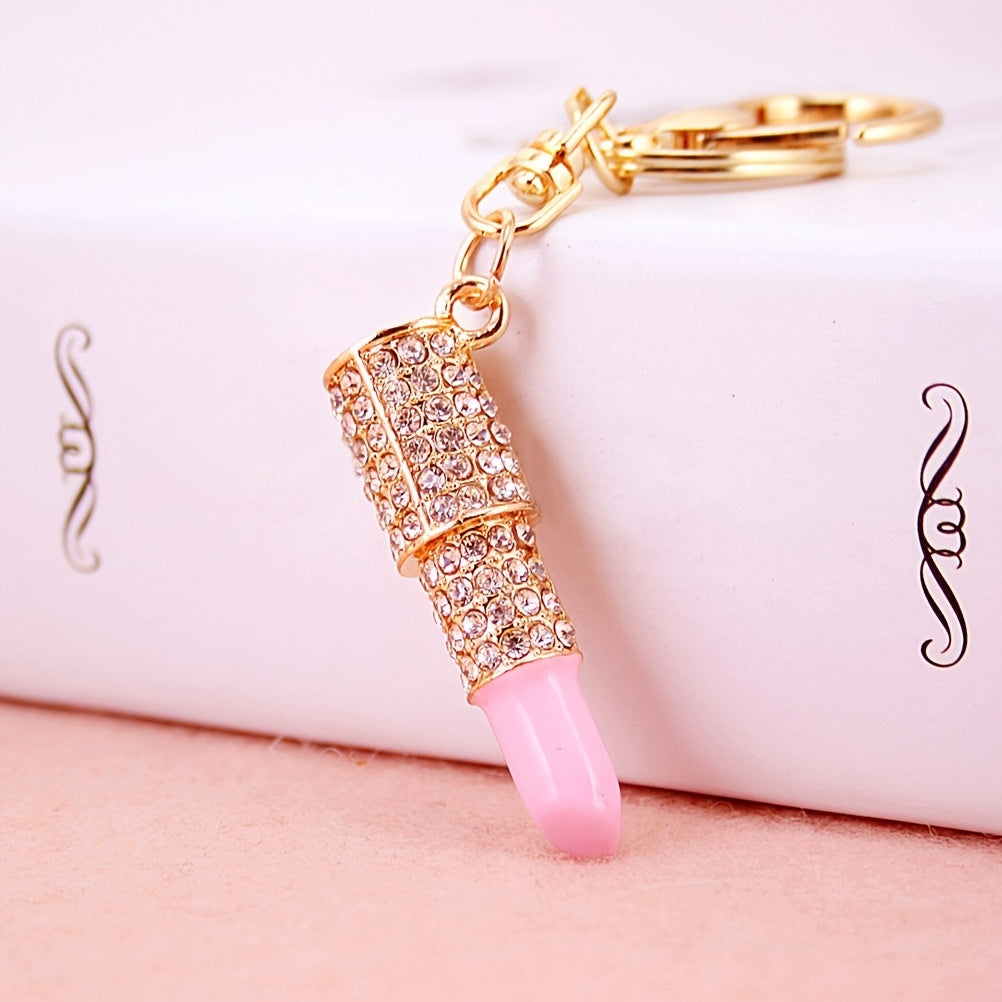 Crystal Rhinestone Lipstick Keyring - Sparkle and Shine
