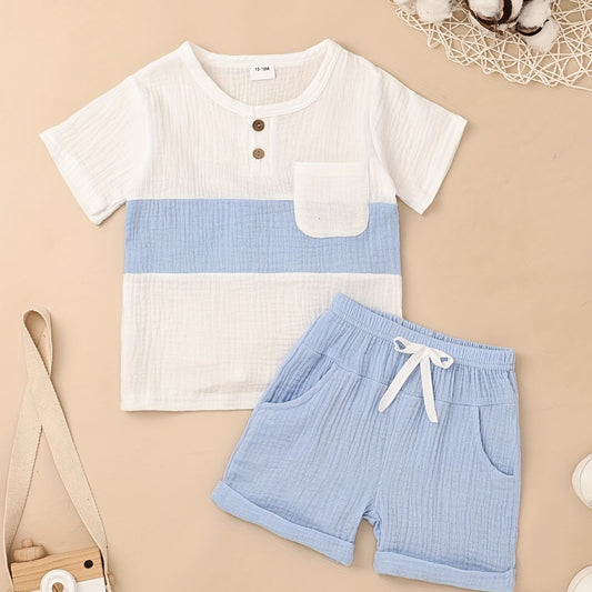 Colorful T-shirt & Shorts Set for Toddler Boys