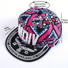 MDIV Embroidery Unisex Snapback Hat Hip Hop Graffiti Print Baseball Cap