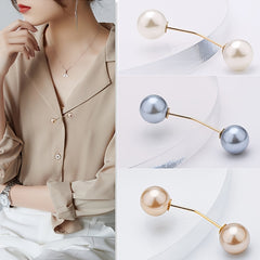 Faux Pearl Collar Clip Pin Women Clothes Brooch