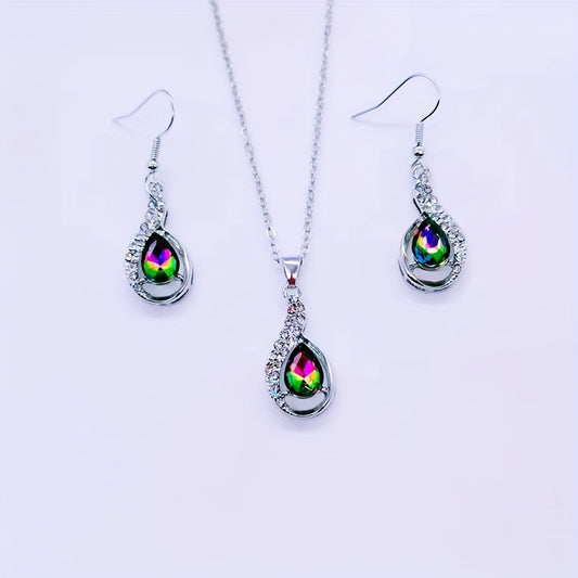 Water Drop Earrings Necklace Set Vintage Holiday Gift Y2K Jewelry
