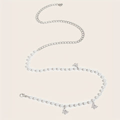 Butterfly Pendant Waist Chain Layered Pearl Tassel Metal Belt Dress Girdle