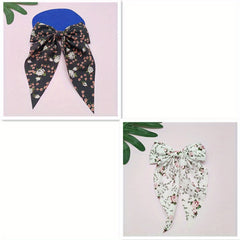 4pcs Floral Streamer Bow Hair Clip for Baby Girls