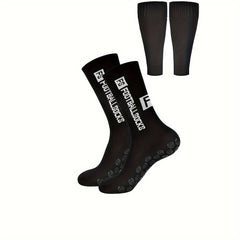 Men's Football Socks with Non Slip Grip and Calf Sleeves